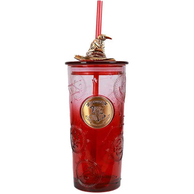 Harry Potter Glass Cup with Straw 450ml