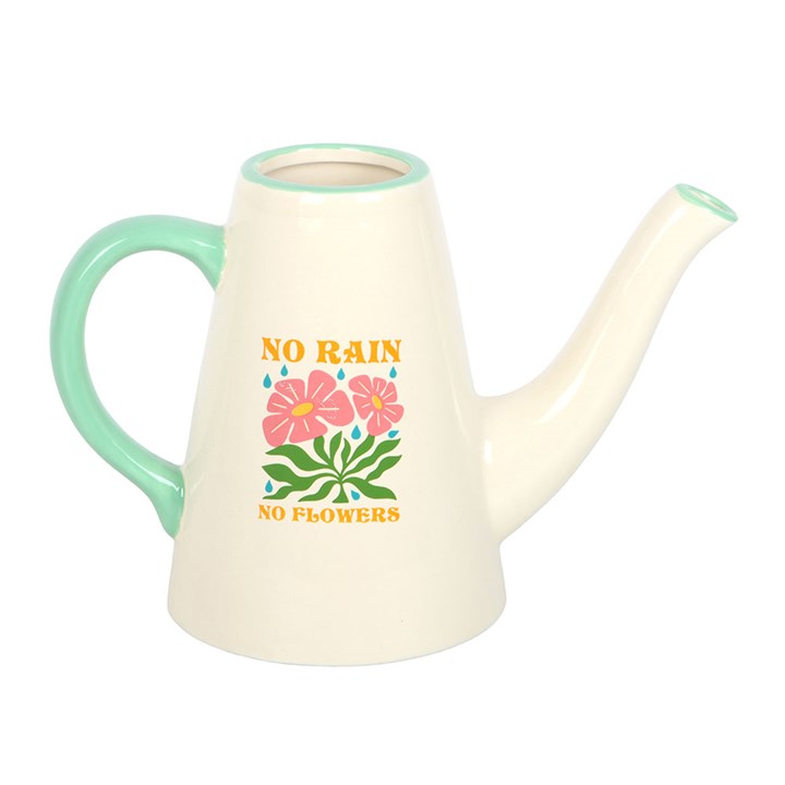 No Rain, No Flowers Ceramic Watering Can Vase 600ml