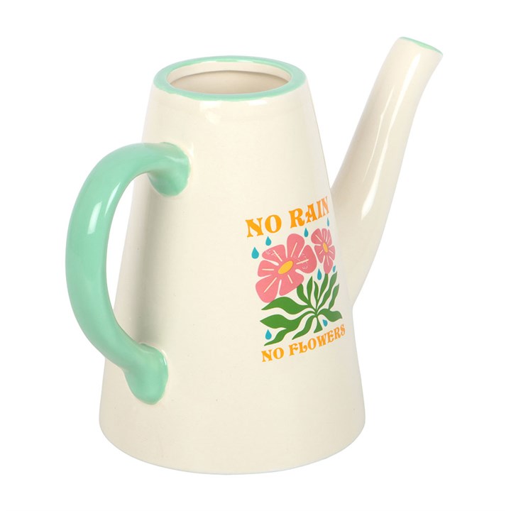 No Rain, No Flowers Ceramic Watering Can Vase 600ml