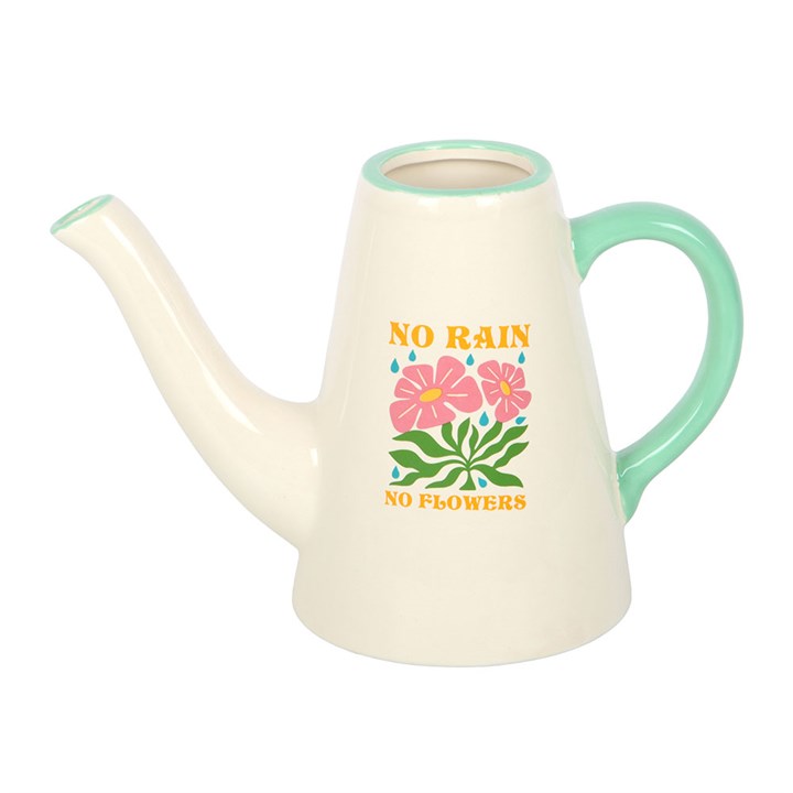 No Rain, No Flowers Ceramic Watering Can Vase 600ml