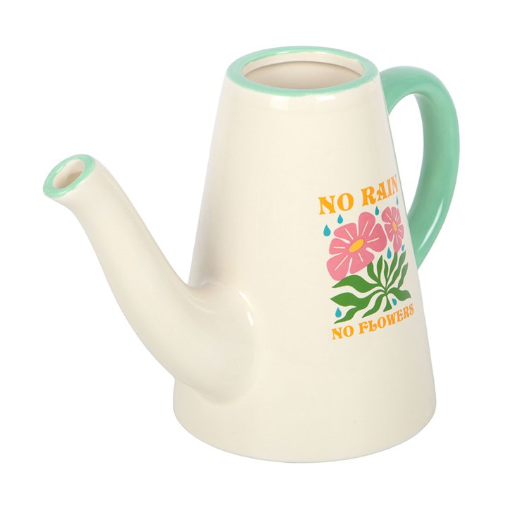 No Rain, No Flowers Ceramic Watering Can Vase 600ml
