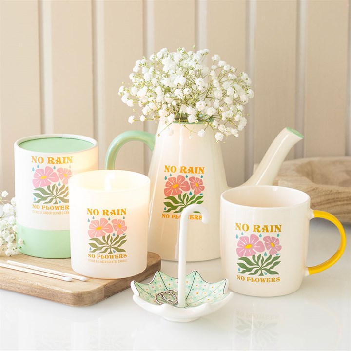 No Rain, No Flowers Ceramic Watering Can Vase 600ml