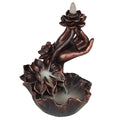 Bronze Hand with Flower Backflow Incense Burner