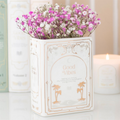 Good Vibes Floral Book Shaped White Vase