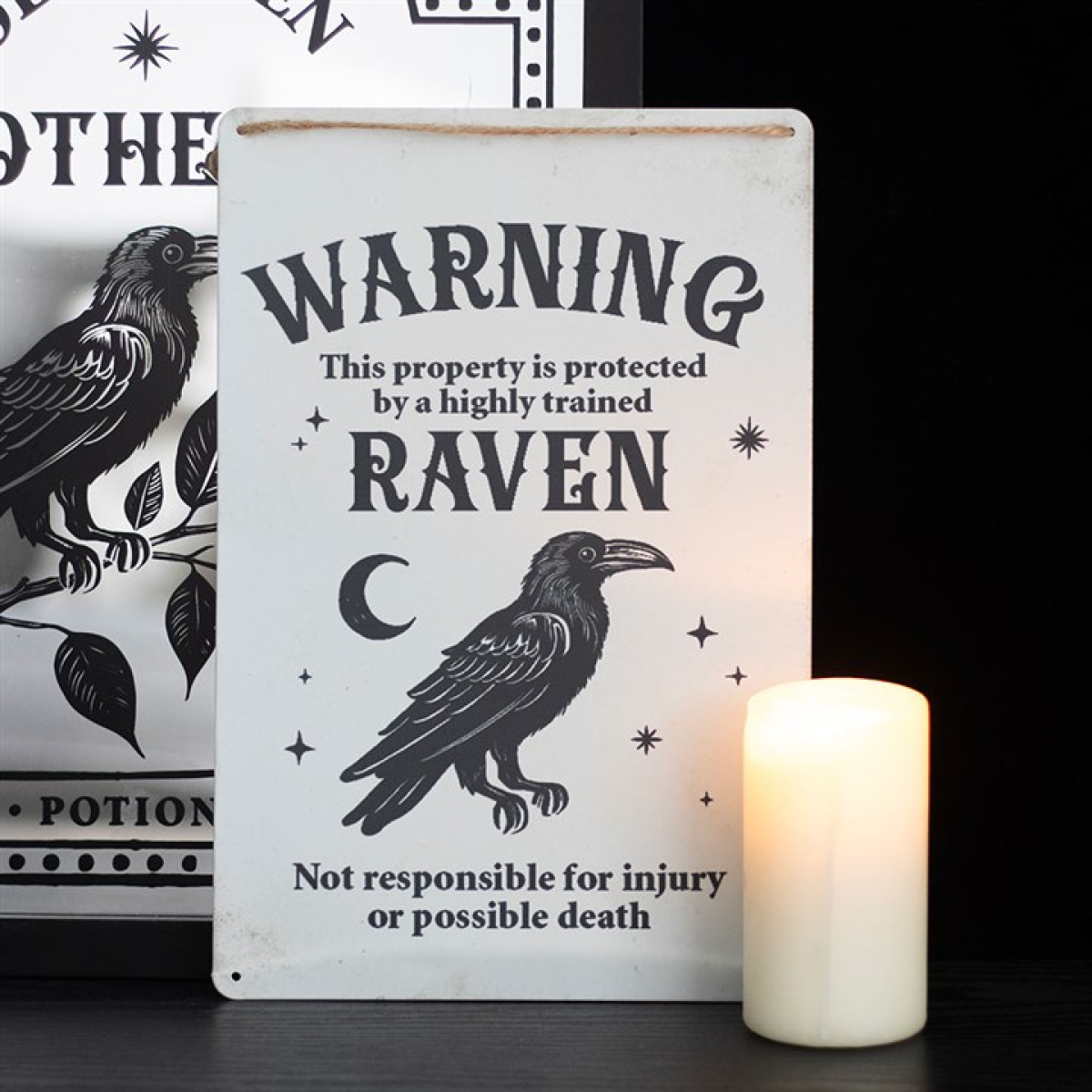 Protected by a Raven Hanging Sign