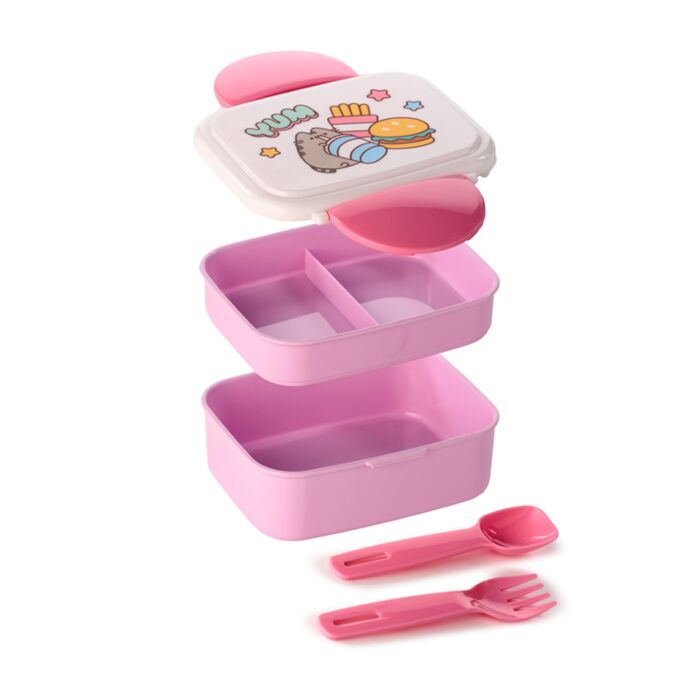 Pusheen the Cat - Bento Clip Lock Lunch Box with Cutlery