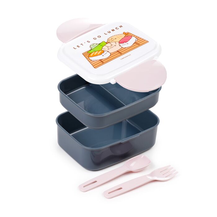 Pusheen the Cat Bento Club - Bento Clip Lock Lunch Box with Cutlery