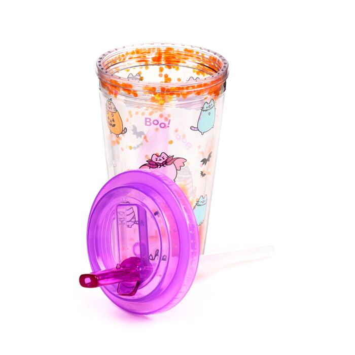 Pusheen the Cat Halloween - Shatterproof Double Walled Cup with Lid and Straw - 500ml