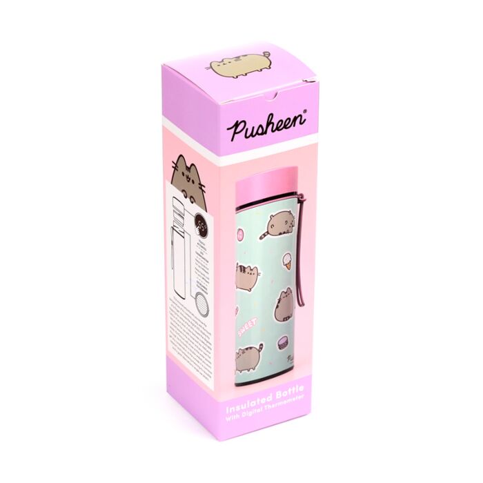 Pusheen the Cat Sweets - Reusable Insulated Drinks Bottle Digital Thermometer - 450ml