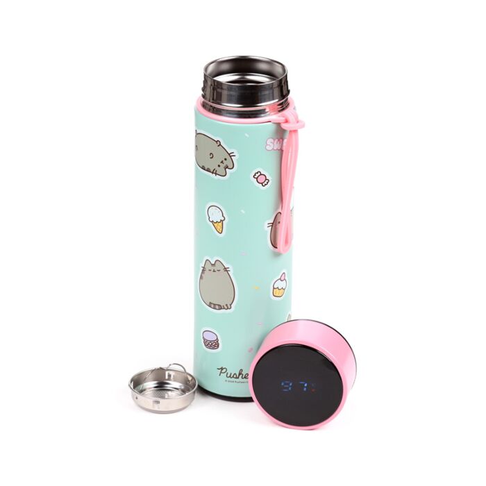 Pusheen the Cat Sweets - Reusable Insulated Drinks Bottle Digital Thermometer - 450ml